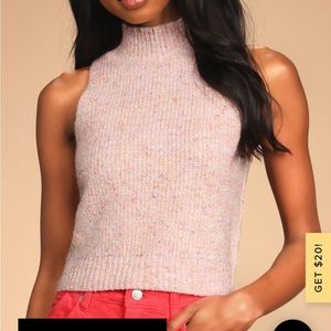 Chic For The Day Pink Multi Knit Mock Neck Sweater Tank- worn once size medium